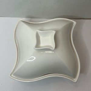 White Godinger Sienna Covered Porcelain Baker Chafing Casserole Dish 1 qt